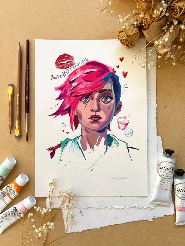 "You're Hot Cupcake" Original On Paper