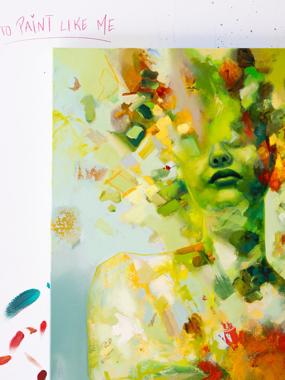 "Green Portrait" Original Oil Painting