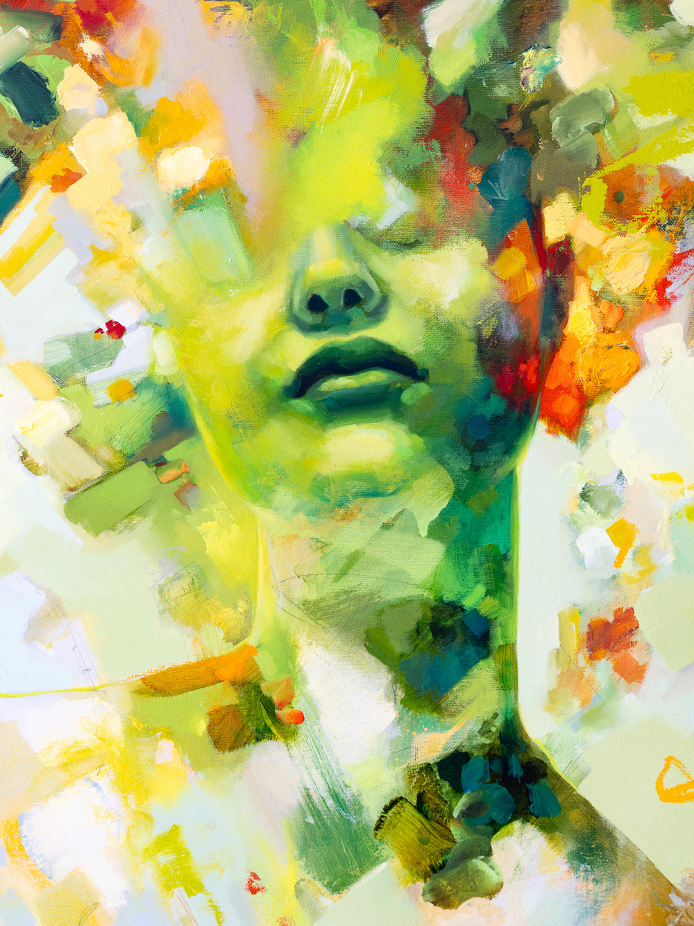 "Green Portrait" Original Oil Painting