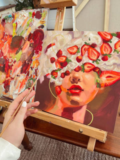 “Strawberry Kisses” Original Oil Painting