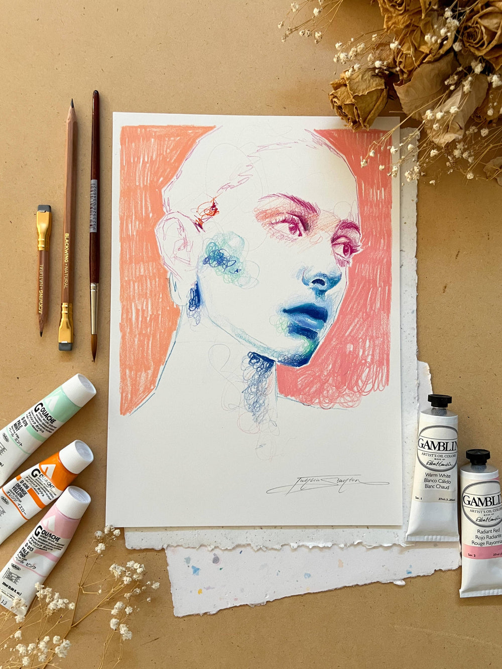 "Smell The Roses" Original On Paper